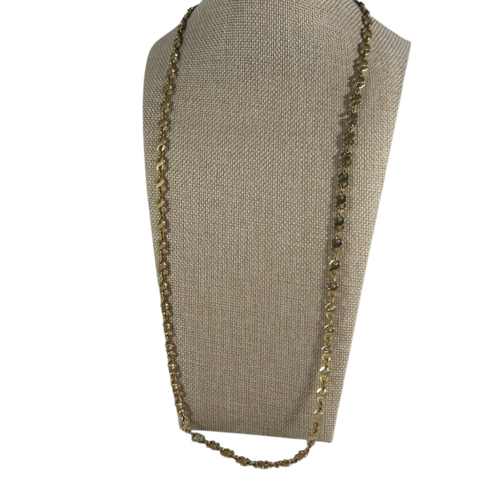 Gold Tone S Link Chain Necklace 28" Long Classic Retro Modernist Style